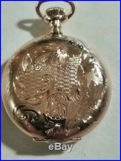 Elgin 0 size (1901) 7 jewels fancy dial grade 269 14K. Gold filled hunter case