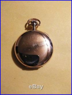 Elgin 0 size 7 jewels Fancy Dial (1911) 14K gold filled hunter case