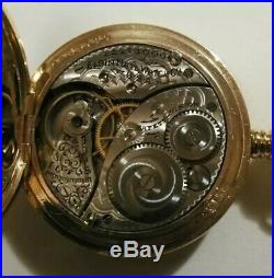 Elgin 0 size 7 jewels mint fancy dial (1906) nice 14K. Gold filled hunter case