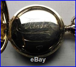 Elgin 0s. Fancy dial 7 jewels (1909) near mint gold filled case restored