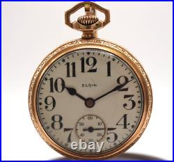 Elgin 10k GF 15 Jewel Railroad Pocket Watch 49.5mm Keystone Case-Running A878