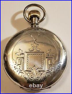 Elgin 11 jewel mint fancy dial grade 92 coin silver hunter case (1884) very nice