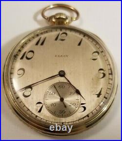 Elgin 12S. 15J. Fancy silver dial grade 315 (1924) 10K. G. F. Case