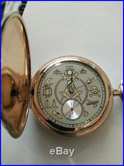 Elgin 12S. (1912) 17 jewels Masonic dial pocket watch 14K Gold Filled Hunter case