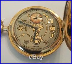 Elgin 12 size. Great fancy MASONIC dial 15 jewels gold filled case restored