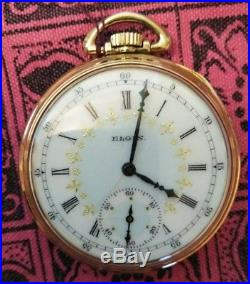 Elgin 12s. Great fancy dial 17 jewels (1928) new old stock case restored
