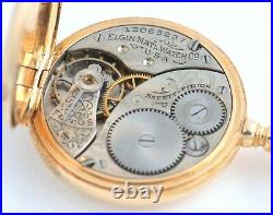 Elgin 14K Gold 7 Jewel Pocket Watch 1906 Model 2 Full Hunter 0s Case Antique