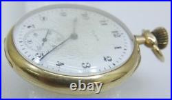 Elgin 14K Solid Gold 17 Jewels Pocket Watch Casing Size 43.50mm Free Shipping