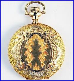 Elgin 14k Gold Beautiful Fancy Hunting Case 0 Size Pocket Watch