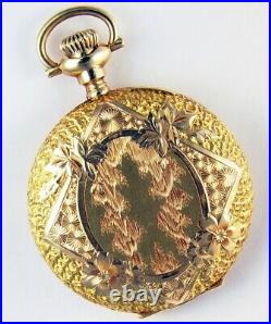 Elgin 14k Gold Beautiful Fancy Hunting Case 0 Size Pocket Watch