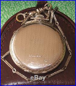 Elgin 14k SOLID GOLD Mens Pocket Watch + chain + case 1920's 17jewel NICE
