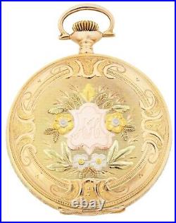 Elgin 14k Solid Gold Case Multicolor Pocket Watch Sirca 1921