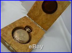 Elgin 14k Solid Yellow Gold Pocket Watch Fancy Dial 6s Hunter Guilloche Case