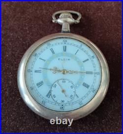 Elgin 15 Jewel Pocket Watch Fancy Multi Color Face Gold Plated Case Runs as-is