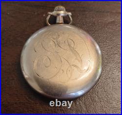 Elgin 15 Jewel Pocket Watch Fancy Multi Color Face Gold Plated Case Runs as-is