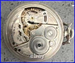 Elgin 15 Jewels Mechanical Pocket Watch Silver Metal Case Open Face