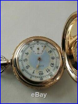 Elgin 15 jewels (1910) fancy dial grade 377 14K. Gold filled hunter case