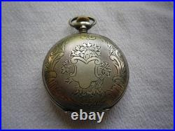 Elgin 16 Size Open Face Pocket Watch Sterling Case Running