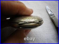 Elgin 16 Size Open Face Pocket Watch Sterling Case Running