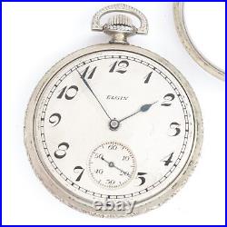 Elgin 16 Size Pocket Watch in Illinois Watch Case Co Tivoli 14K White GF MF64
