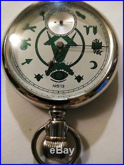 Elgin 16 size 15 jewel Masonic pocket watch (1902) nickel case thick glass cry