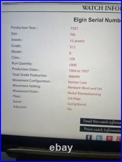 Elgin 16s 15 Jewel Pocket Watch Hunter Case Nickel