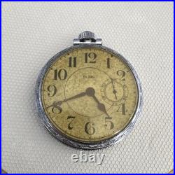 Elgin 16s, Model 3, 11 Jewels Pocket Watch Train Engraved Case NOT WORKING