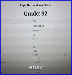 Elgin 16s, Model 3, 11 Jewels Pocket Watch Train Engraved Case NOT WORKING