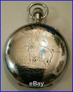 Elgin 18S. 17 Jewels adjusted great fancy dial (1904) grade 308 silveroid case