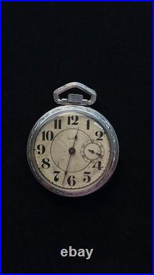 Elgin 18s 15 Jewels Pocket Watch Train Engraved Case WORKING