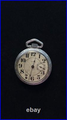 Elgin 18s 15 Jewels Pocket Watch Train Engraved Case WORKING