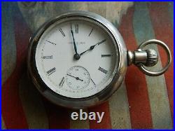 Elgin. 18s. 17j. Pocket Watch with Silver coin Case 4 OZ
