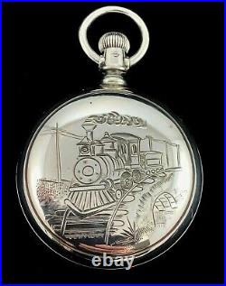 Elgin 18s 23 J Veritas M# 214 Railroad Coin Silver Case Extra Fine+ Condition