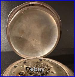 Elgin 18s key wind Sterling Silver Hunter case Pocket Watch Chain 1880