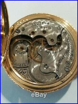 Elgin (1903) 6S. Great Fancy dial 15 jewels nice 14K. Gold filled hunter case