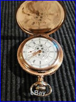 Elgin (1905) 0s. Great fancy dial 7 jewels gold filled Hunter case restored