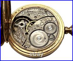Elgin 1909 Pocket Watch Grade 320 0s Model 2 7j Essex 14K Gold Filled Case