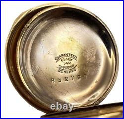 Elgin 1909 Pocket Watch Grade 320 0s Model 2 7j Essex 14K Gold Filled Case