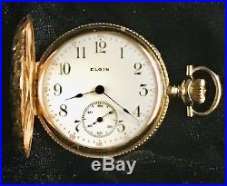 Elgin 1910, 0s, 15j, 14k Solid Gold/Diamond Case RUNNING! BEAUTIFUL! NR
