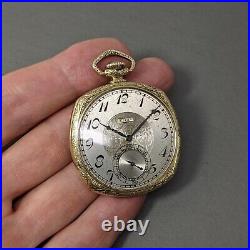 Elgin 1924 Amazing Art Deco Case 12s Pocket Watch Grade 315 Green Gold Filled
