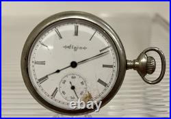 Elgin 210 16s 7j 1899 Open Face Pocket Watch Silverode Base Metal Case Runs