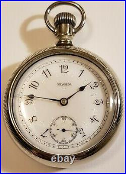 Elgin 21 jewel adj. Fancy dial scarce grade 150 glass back display case (1896)
