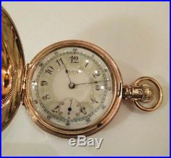 Elgin 6S. (1890) 7 jewel fancy dial 14K Double hunter case restored