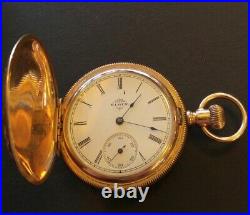 Elgin 7 Jewel Pocket Watch Model 1 Grade 117 Size 6s Working Fancy Hunting Case