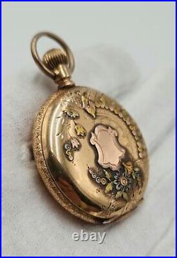 Elgin Antique Gold Filled Hunting Case Pocket Watch with Bird Accent 36mm