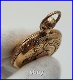 Elgin Antique Gold Filled Hunting Case Pocket Watch with Bird Accent 36mm
