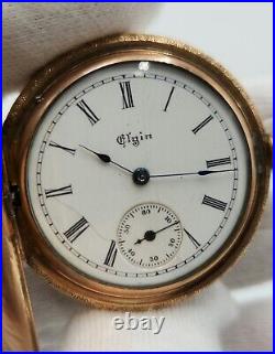 Elgin Antique Gold Filled Hunting Case Pocket Watch with Bird Accent 36mm