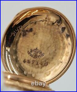 Elgin Antique Gold Filled Hunting Case Pocket Watch with Bird Accent 36mm