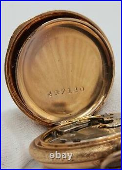 Elgin Antique Gold Filled Hunting Case Pocket Watch with Bird Accent 36mm
