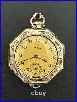 Elgin B&B Royal Case Model Pocket Watch Octagon Second 18k Gold Filled